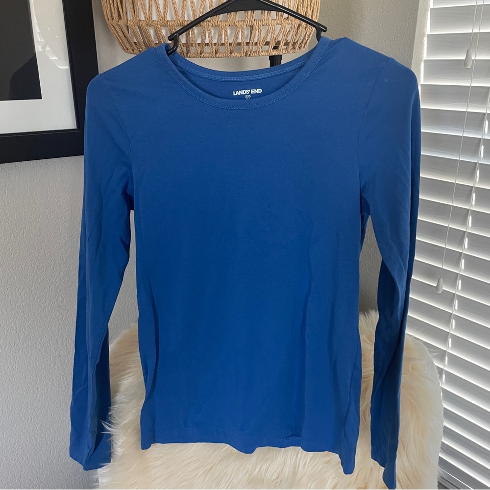 Lands End Blue Long Sleeve Shirt - Womens XXS